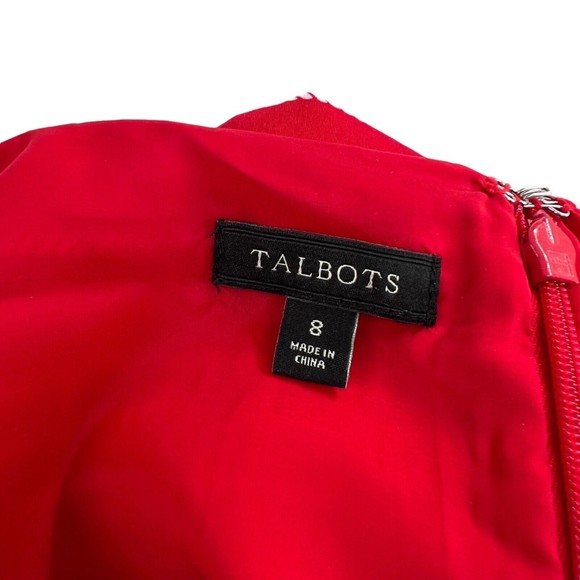 Talbots Dress 8 Medium Fit Flare Red White Stripe Sailor Nautical Cotton $179 - Picture 6 of 7